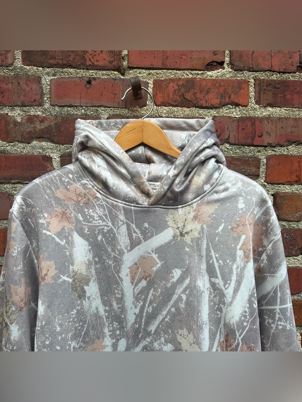 Camouflage Hoodie Pullover Sweatshirt Mens XXL Pastel Light Multi Leaf Tree Camo - Picture 3 of 14